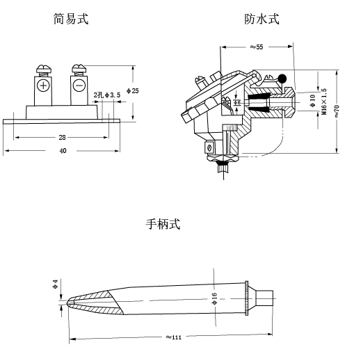 鎧裝熱電偶自由端(接線盒)形式
